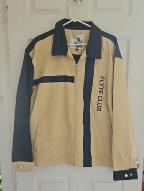 Men's Two-Tone Beige and Navy Zip Jacket